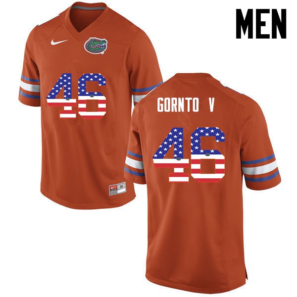 Florida Gators Men #46 Harry Gornto V College Football USA Flag Fashion Orange